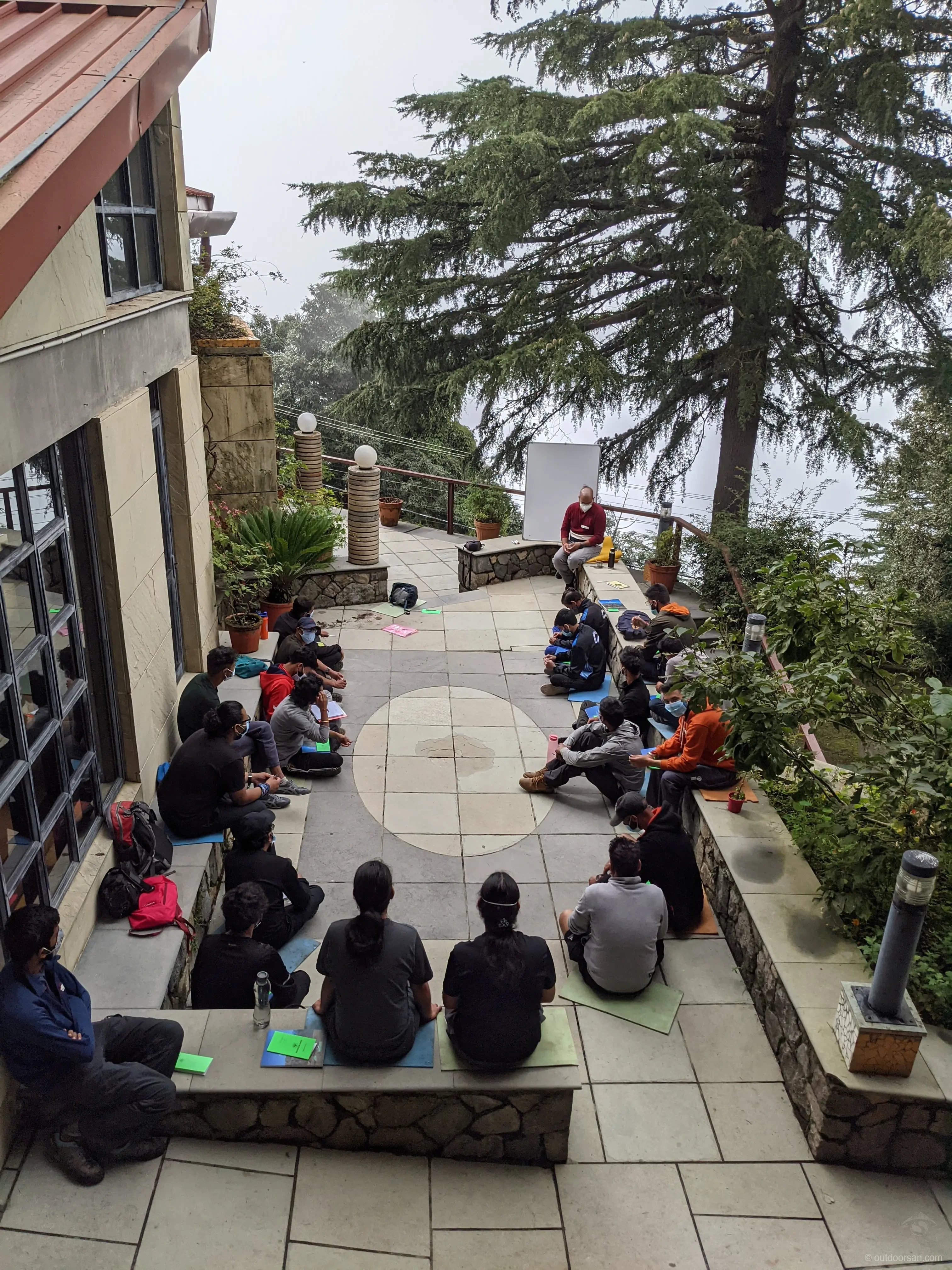 Team briefing during an outdoor program
