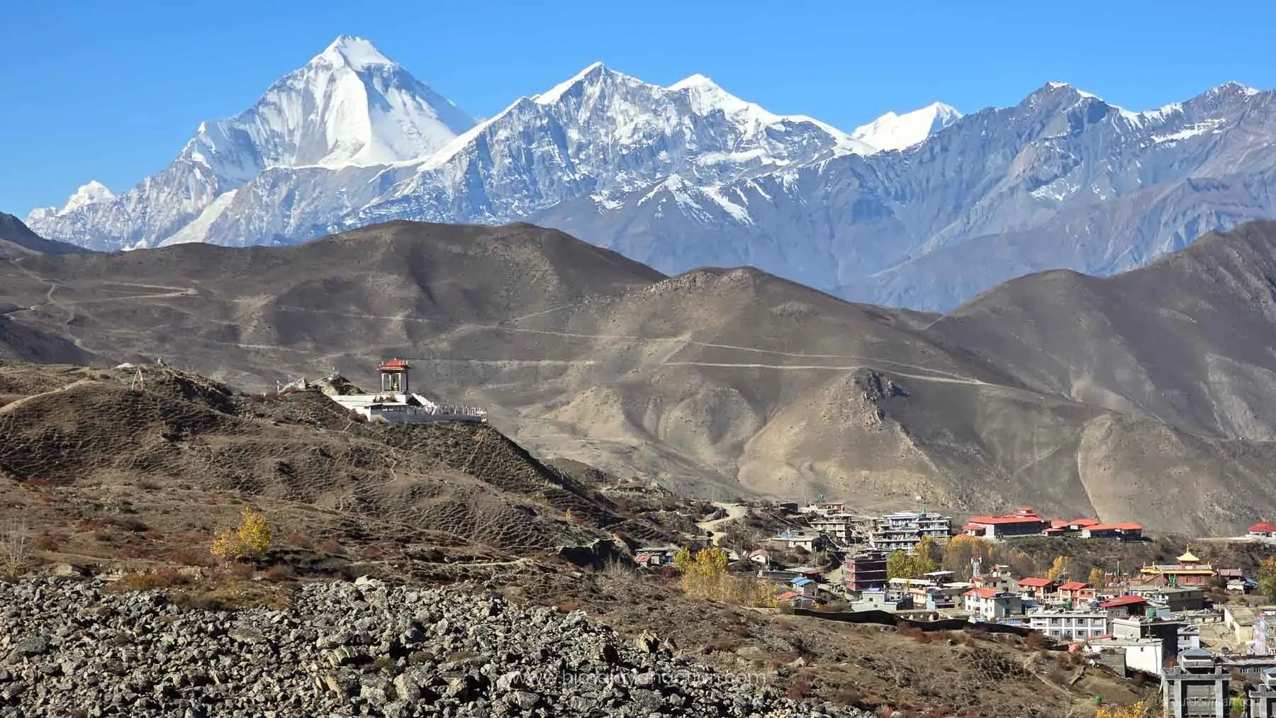 Intricate architecture of a Himalayan village in the Nar Phu region